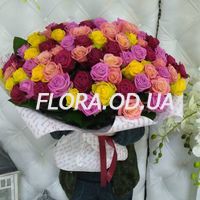 101 різнобарвна троянда 60 см - Фото 1