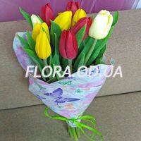 Букет из 11 разноцветных тюльпанов - Фото 1