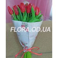 Букет из 19 красных тюльпанов - Фото 1 Букет из 19 красных тюльпанов - Фото 1