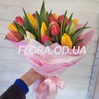 Bouquet from 29 multi-colored tulips - Photo 1