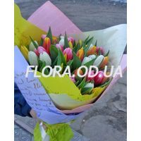 Букет из 55 разноцветных тюльпанов - Фото 1
