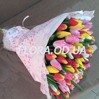 Букет з 101 різнокольорового тюльпана - Фото 1