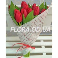 Bouquet of 11 red tulips - Photo 1