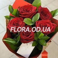 Букет из 5 красных роз - Фото 1