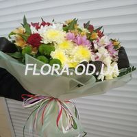 Букет из гербер, альстромерий и хризантем - Фото 1