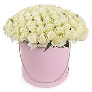 101 белая роза в коробке