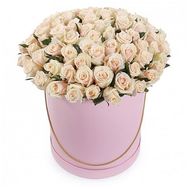 101 кремовая роза в коробке