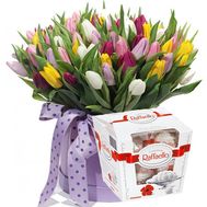 101 різнокольоровий тюльпан в коробці
