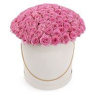 101 розовая роза в коробке