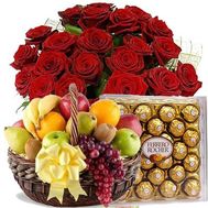 25 роз, фрукты, Ferrero