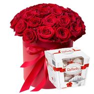 31 roses in a round box