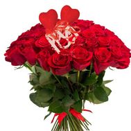 45 червоних троянд в букеті