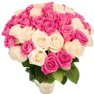 55 white and pink roses