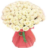 75 белых роз 70 см