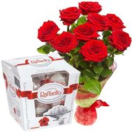 9 роз и Raffaello