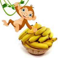 Бананы и игрушка обезьянка