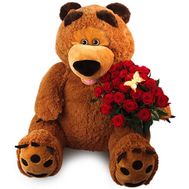 Большой мишка с розами