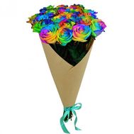 Bouquet of 15 Rainbow roses