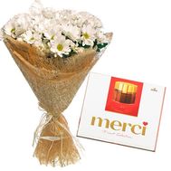 Bouquet of 9 chrysanthemums and Merci