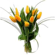 Bouquet of 9 yellow tulips