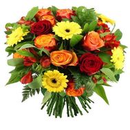 Bouquet of gerberas, alstromeries and roses