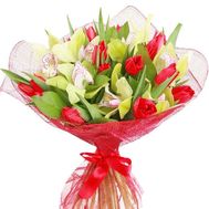 Букет из тюльпанов и орхидей