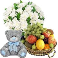 Bouquet, bear, fruit