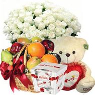 Букет, мишка, фрукты, Raffaello
