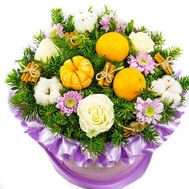Flowers with tangerines for Christmas