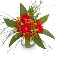 Gerberas and roses in a bouquet