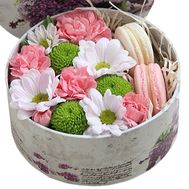 Box of Macarons and flowers