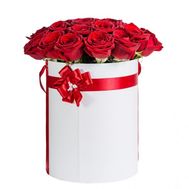 Red roses in a box