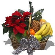 Christmas basket with fruits