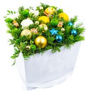 Christmas composition with Christmas toys