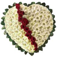 Сердце из хризантем и роз