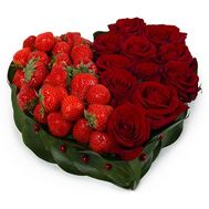 Heart of roses and strawberries