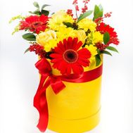 Bright bouquet of flowers in a box