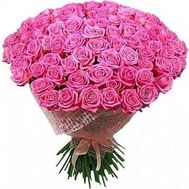 101 розовая роза 70 см