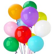 15 bright multi-colored balloons.