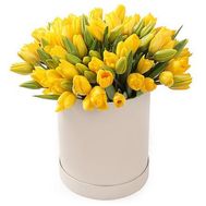 35 жовтих тюльпанів у коробці