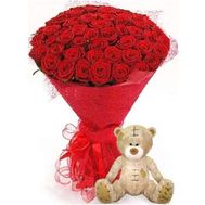 АКЦИЯ! 51 роза и мишка