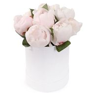 Белые пионы в коробке