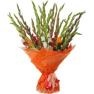 Букет 25 разноцветных гладиолусов