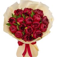 Букет из 17 бордовых пионов