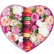 A Box of Flowers with Macarons