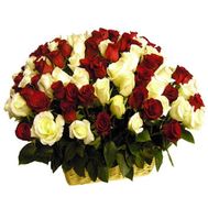 Корзина из 101 красной и белой розы