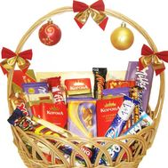 Basket with chocolate for New Year