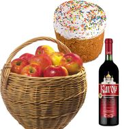 Basket with apples for Easter