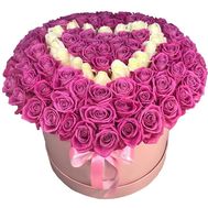 Сердце из 101 розы в коробке