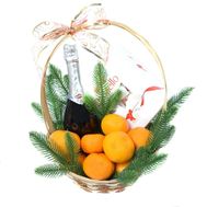 Asti Martini and tangerines in a New Year's basket